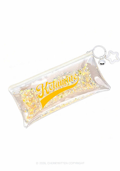 Yellow Ketamxxe Y2K Quicksand Transparent Pencil Pouch Cherrykitten