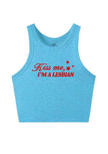 Kiss Me Im Lesbian Pride Y2K Crop Tank Top Cherrykitten
