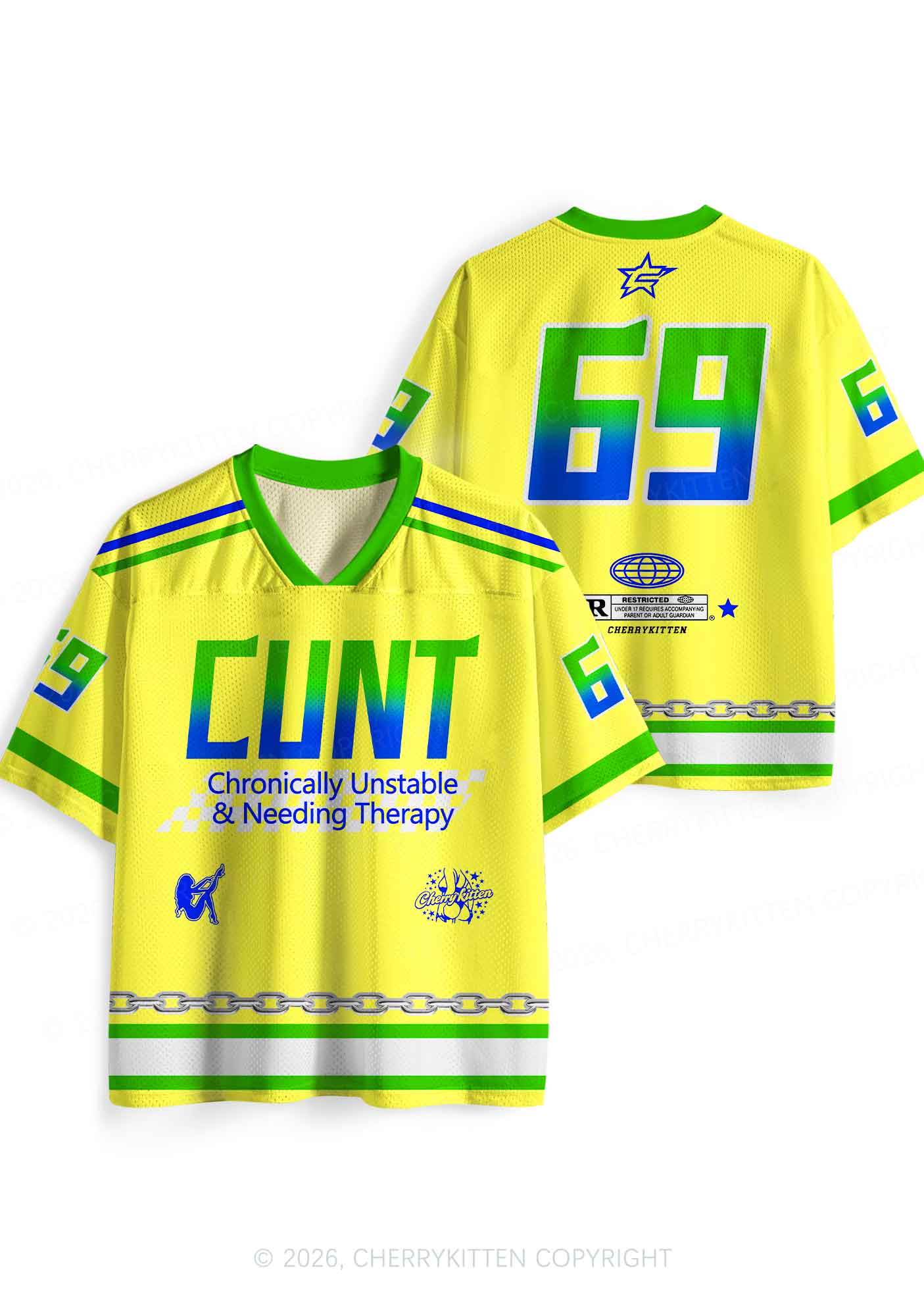 Cxxt Chronically Unstable Needing Therapy Y2K Sport Jersey Shirts Cherrykitten