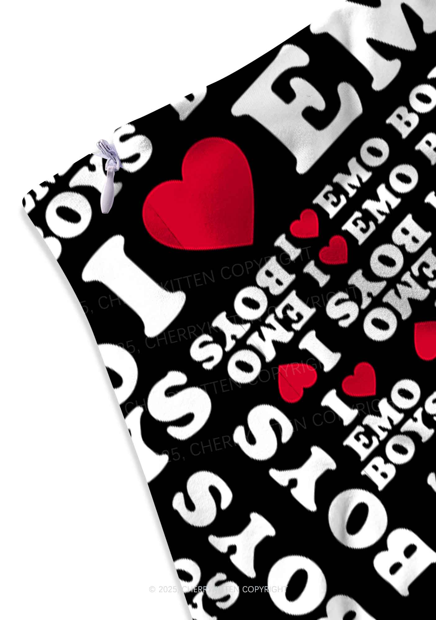 I Love Emo Boys Y2K Print Mini Skirt Cherrykitten