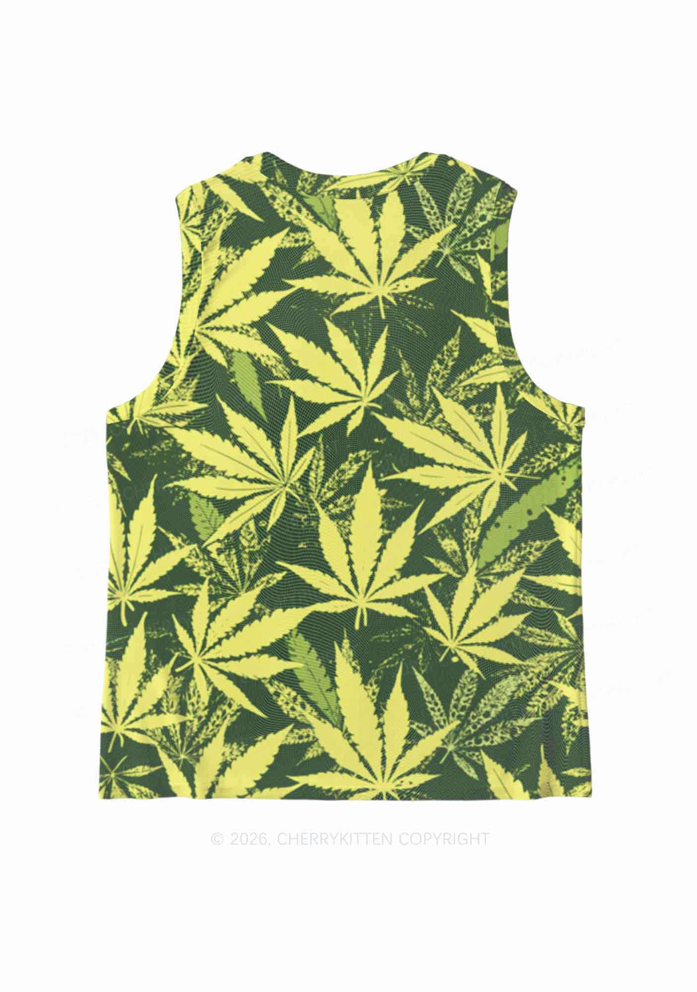 Green Wxxd Leaf Y2K Mesh Muscle Tank Cherrykitten