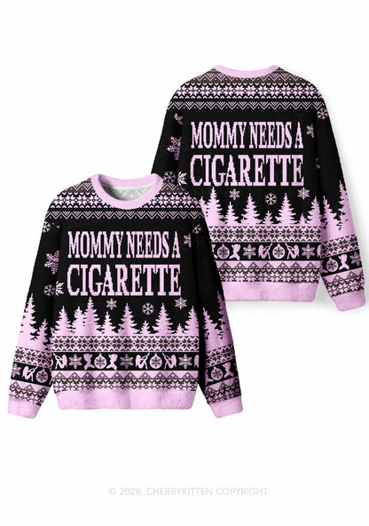 Mommy Needs A Cigarette Y2K Knit Sweatshirt Cherrykitten