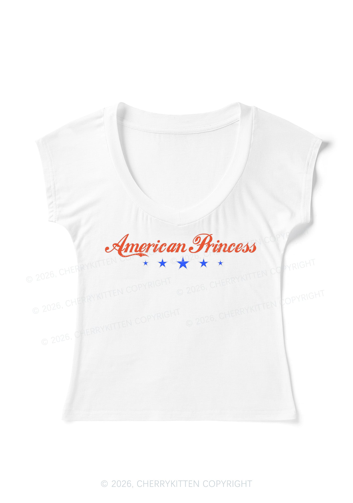 American Princess Y2K V Neck T Shirts Cherrykitten