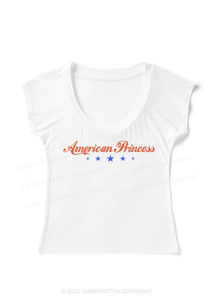 American Princess Y2K V Neck T Shirts Cherrykitten