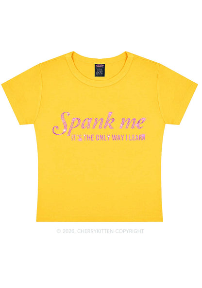 Rhinestone Spank Me Y2K Baby Tee Cherrykitten