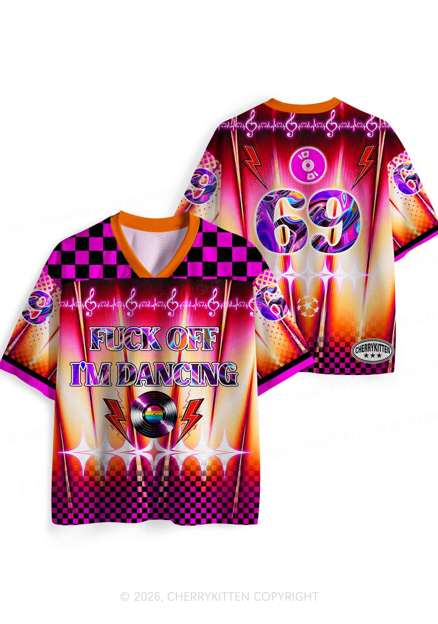 Fxxk Off Im Dancing Heartbeat Y2K Sport Jersey Shirts Cherrykitten