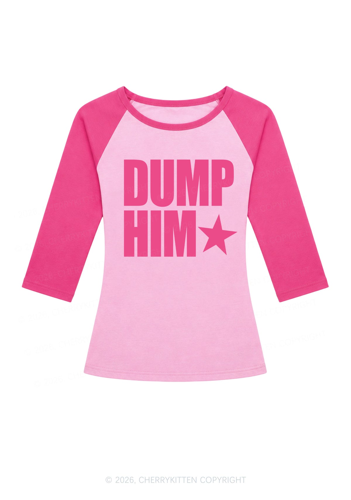Dump Him Y2K Raglan Sleeve Crop Top Cherrykitten