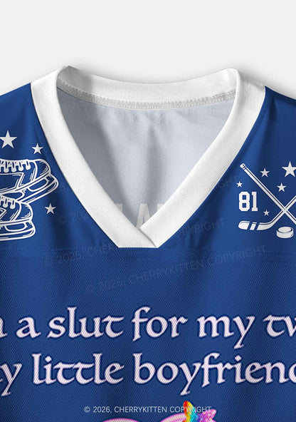 Blue Slxt For My Gay BF HR Y2K Crop Sport Jersey Shirts Cherrykitten