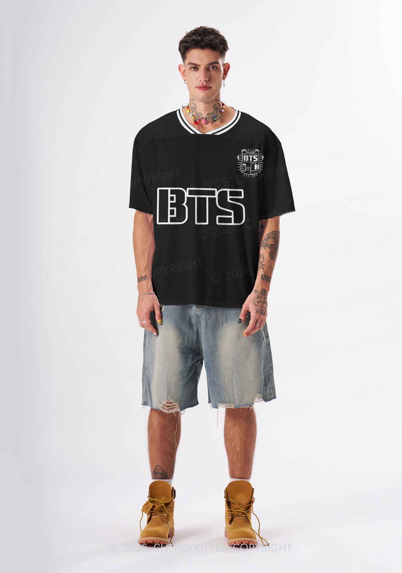 Black Kpop Boys Number Y2K Sport Jersey Shirts Cherrykitten
