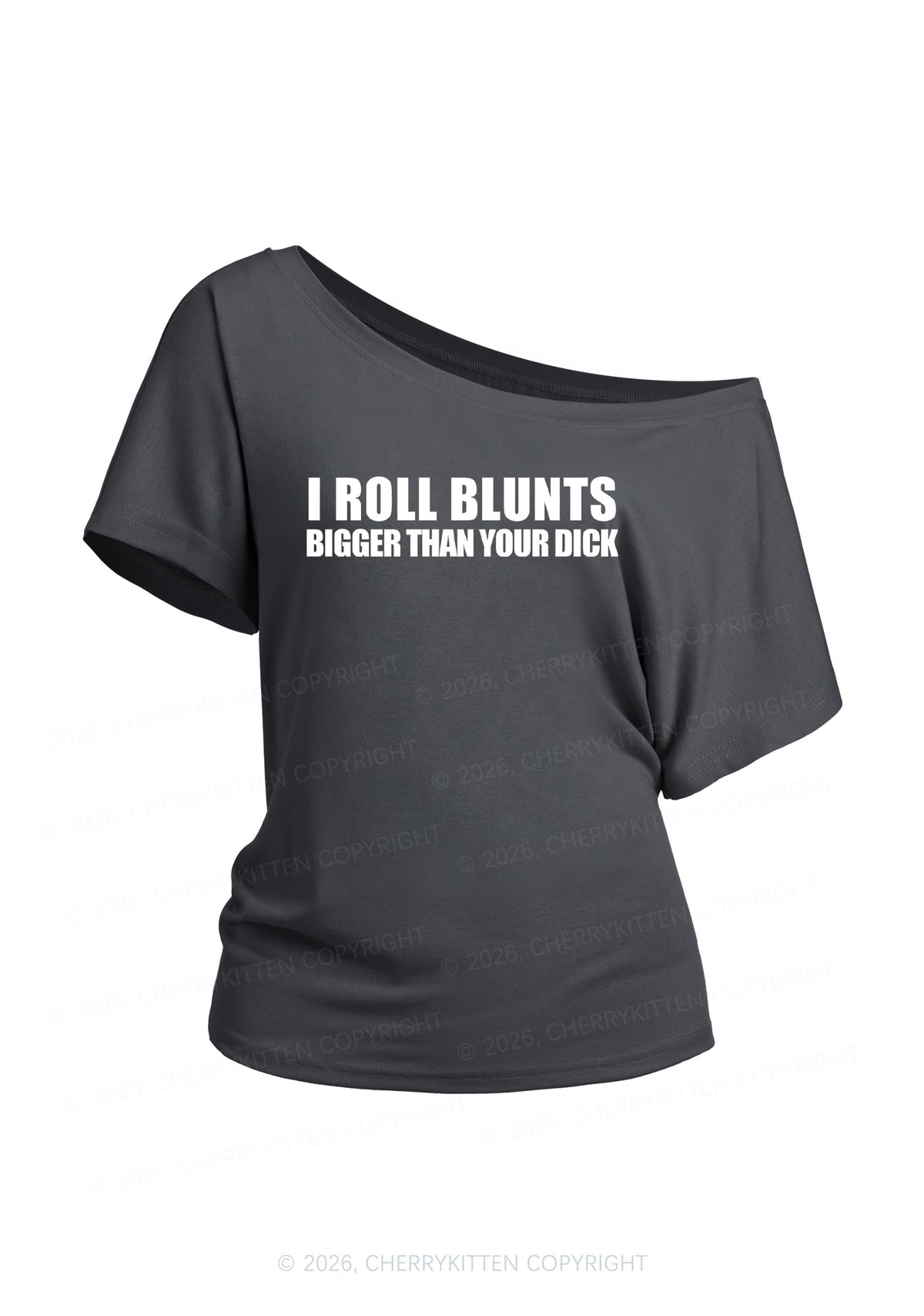 I Roll Blunts Y2K Off Shoulder Tee Cherrykitten