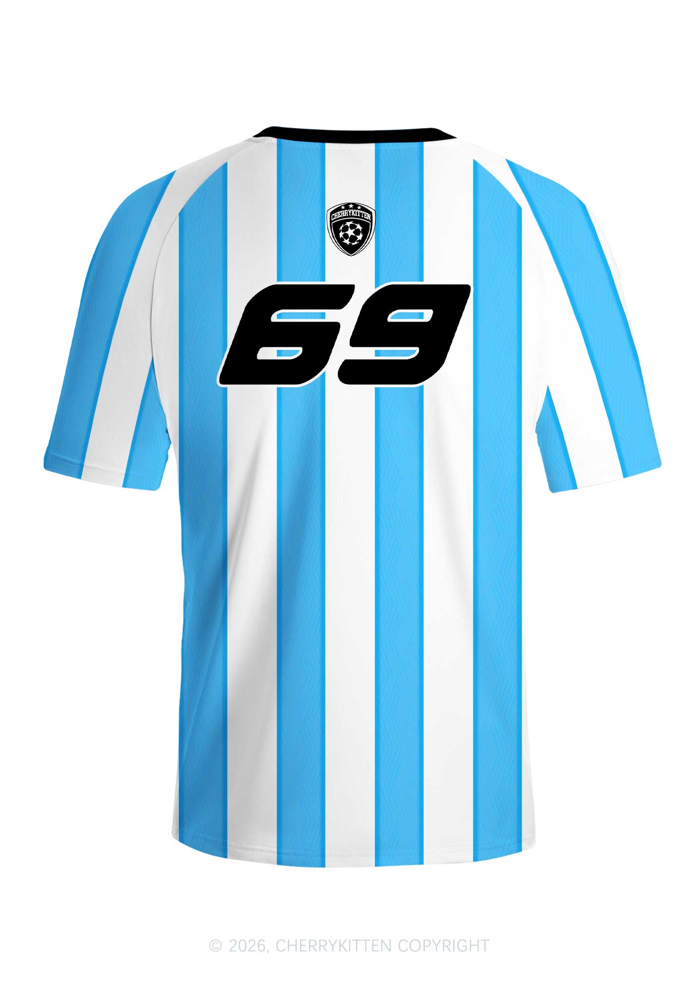Custom Text Number Blue White Stripes Y2K Football Jersey Shirts Cherrykitten