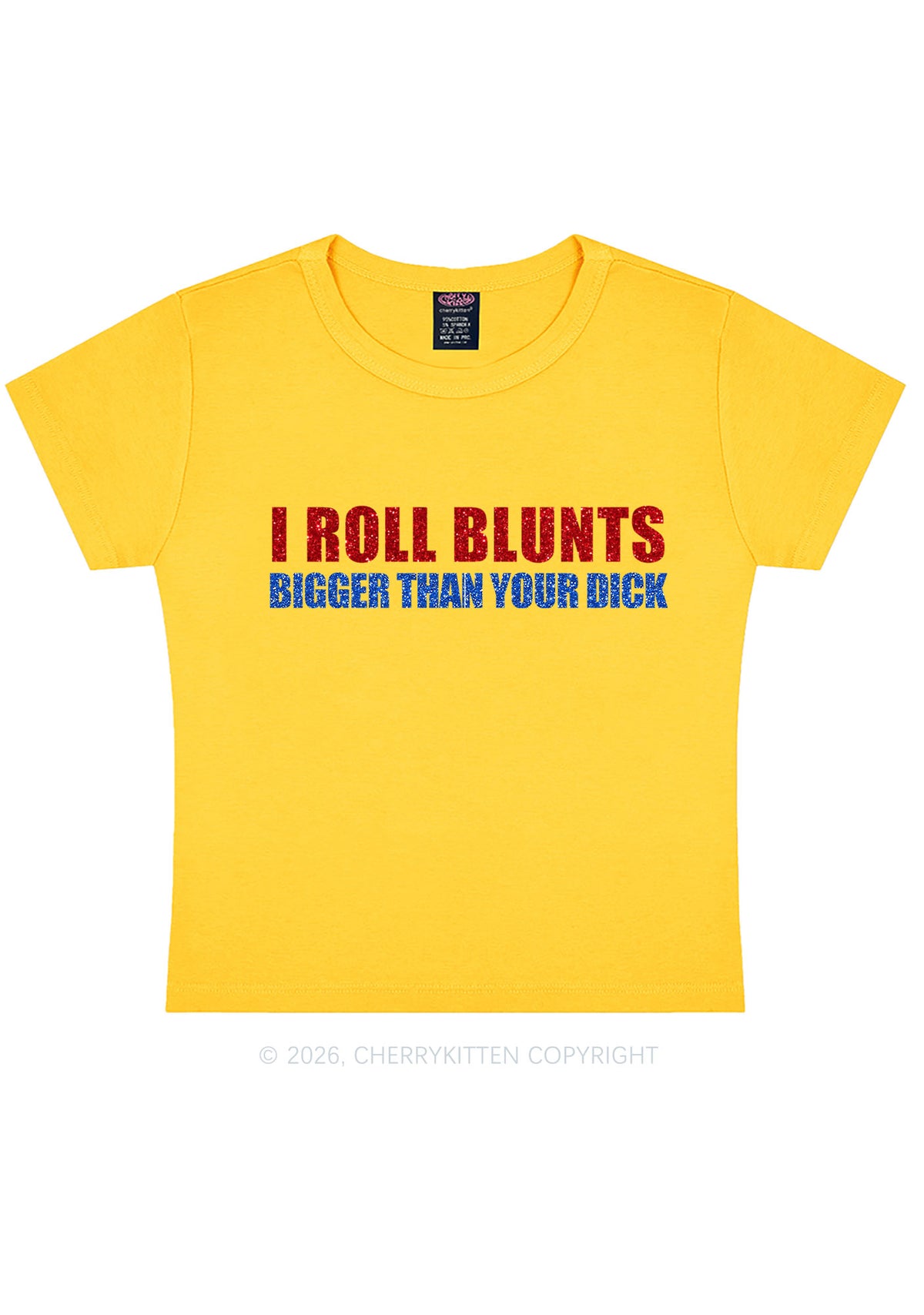 Glitter I Roll Blunts Y2K Baby Tee Cherrykitten