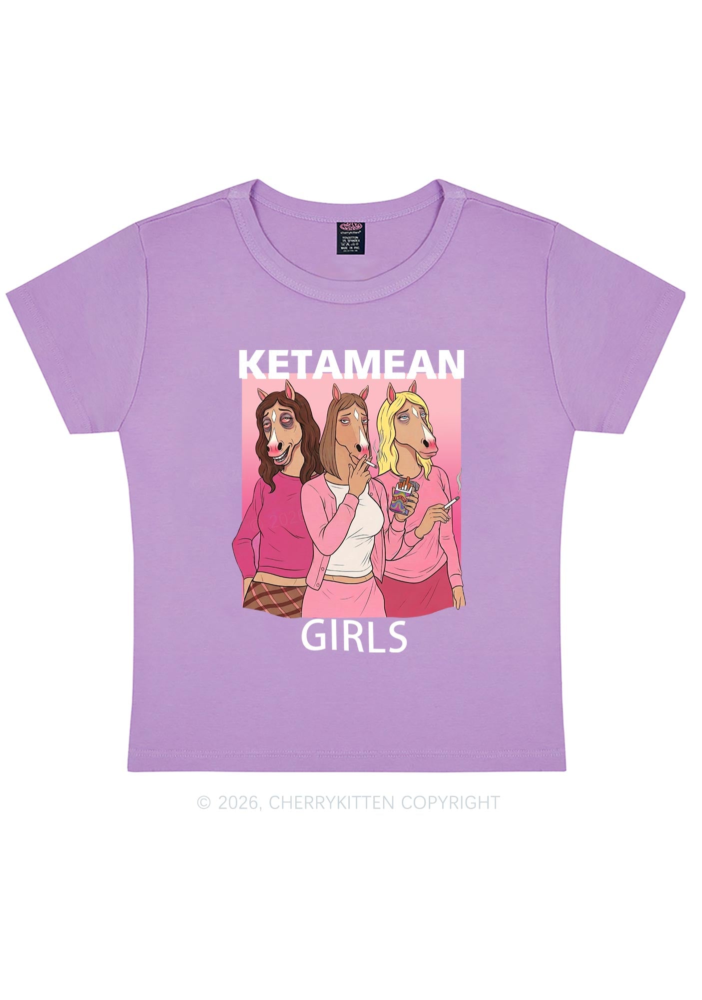K Horse Girls Y2K Baby Tee Cherrykitten