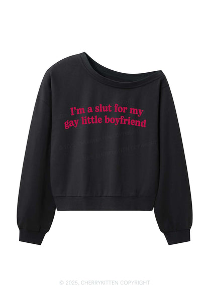 Slxt For My Gay BF Y2K Off Shoulder Sweatshirts Cherrykitten