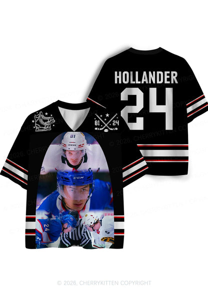 Black Hockey Match HR Y2K Sport Jersey Shirts Cherrykitten