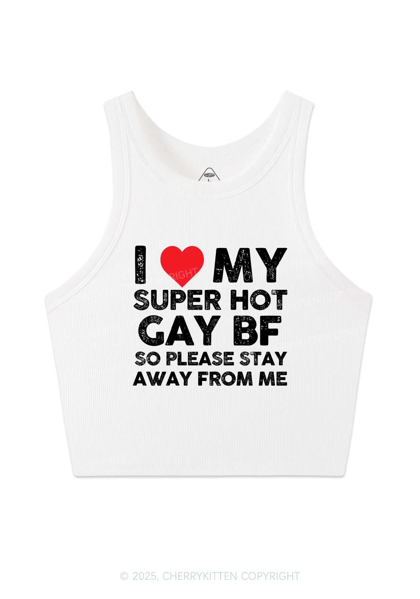 I Love My Hot BF Pride Y2K Crop Tank Top Cherrykitten