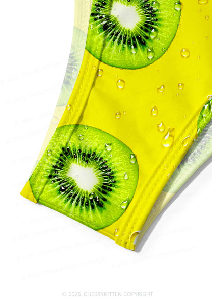 Yellow Kiwi Y2K Print Bikini Set Cherrykitten