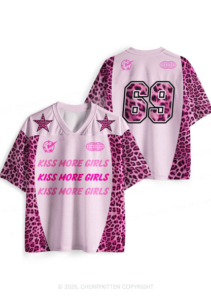 Kiss More Girls Pink Leopard Pride Y2K Sport Jersey Shirts Cherrykitten