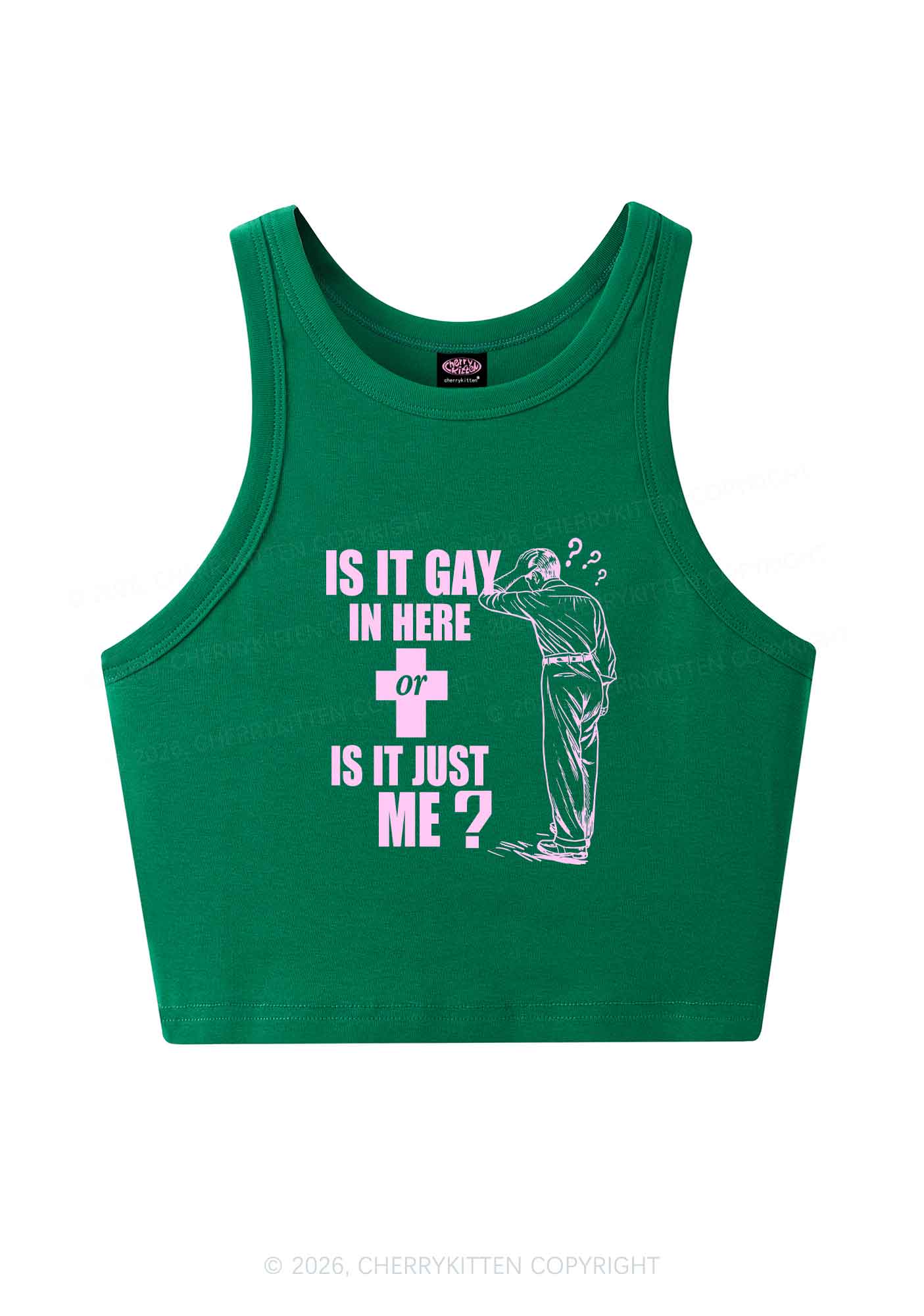 Is It Gay In Here Pride Y2K Crop Tank Top Cherrykitten