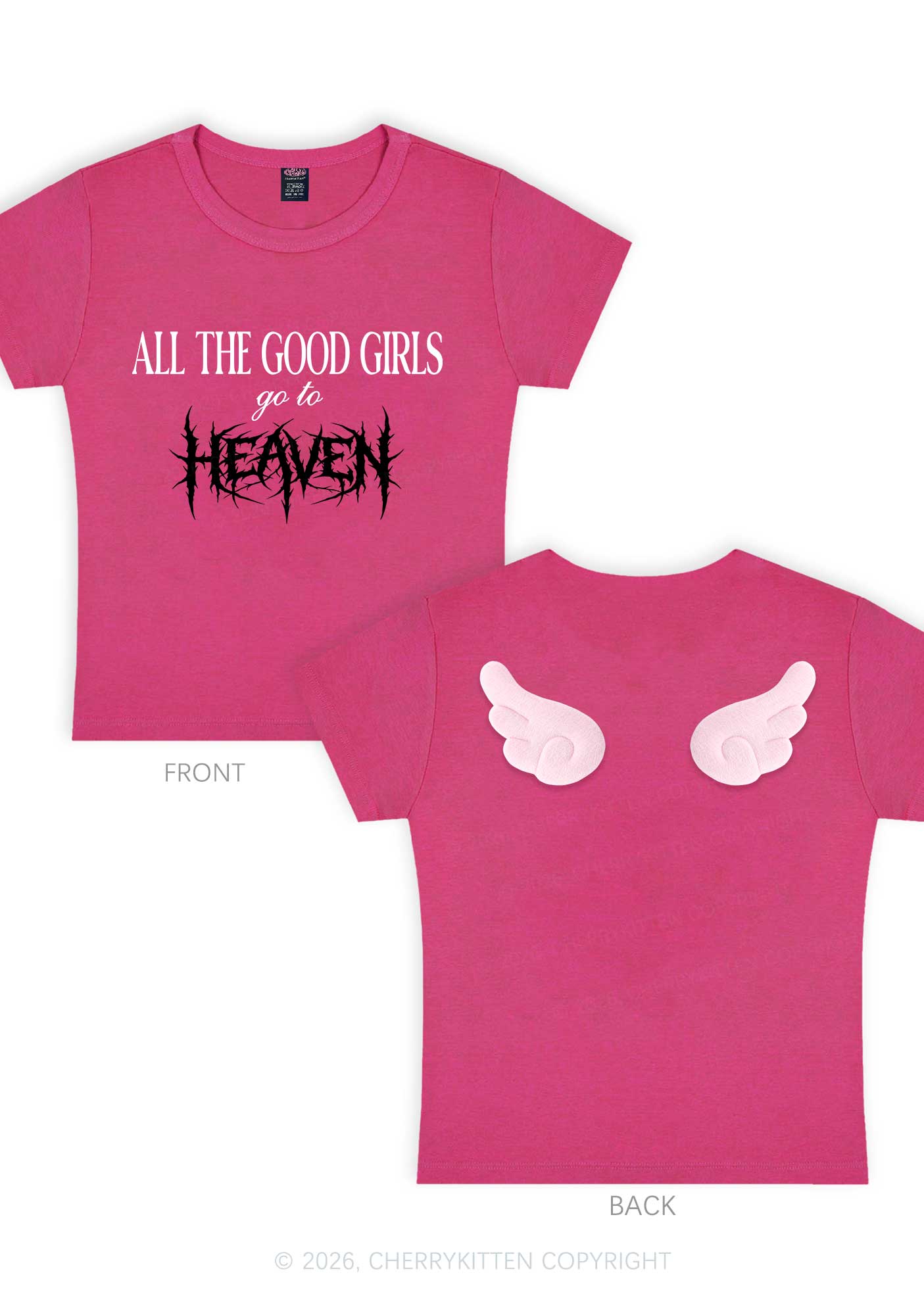 Good Girls Go To Heaven Y2K Goth Angel Wings Baby Tee Cherrykitten