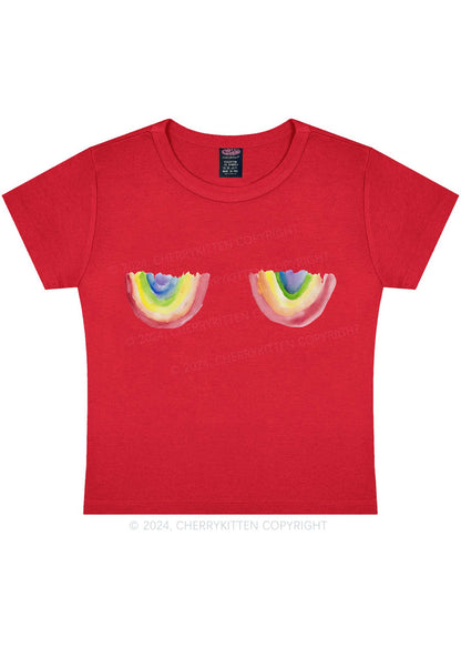 Rainbow Bxxb Y2K Baby Tee Cherrykitten