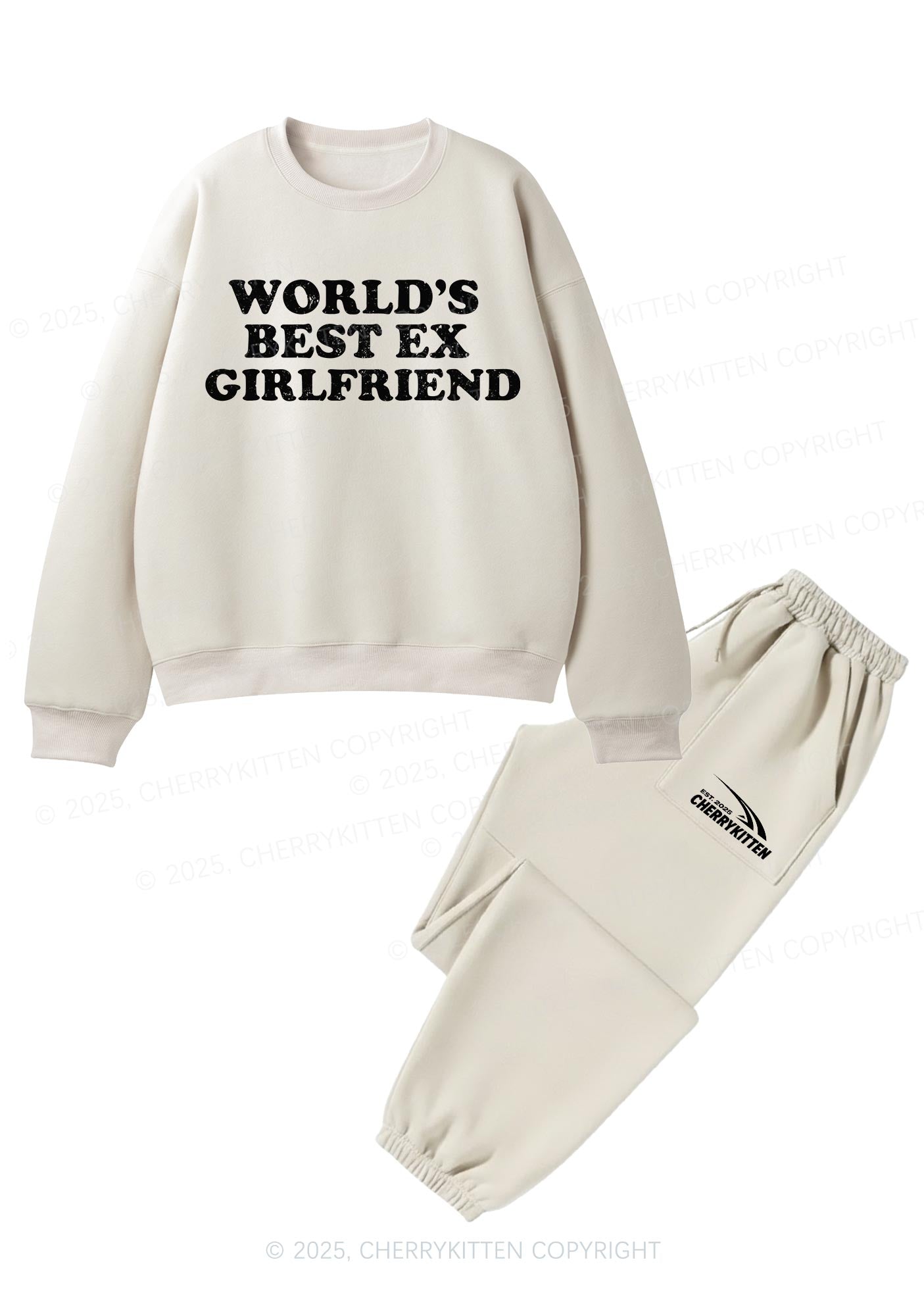 Best Ex Girlfriend Y2K Fleece Sweatshirts Set Cherrykitten