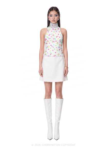 Cxxt Candy Capsule Y2K Knit Turtleneck Tank Top Cherrykitten
