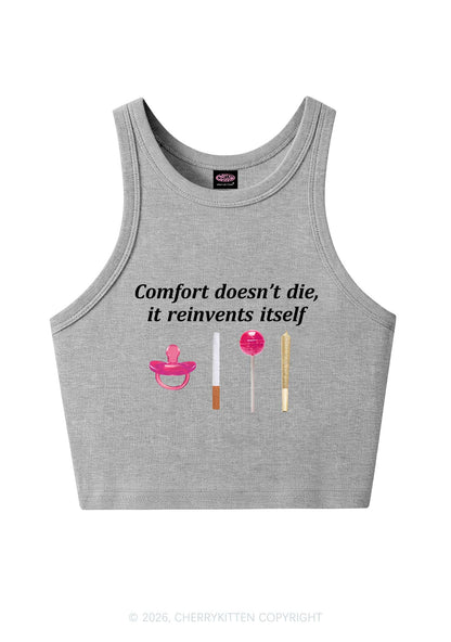 Comfort Doesnt Die Y2K Crop Tank Top Cherrykitten
