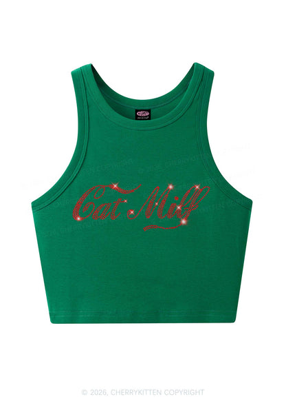 Rhinestone Cat Mxxf Y2K Crop Tank Top Cherrykitten