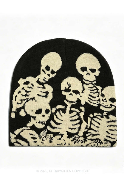 Retro Skull Y2K Knitted Hat Cherrykitten