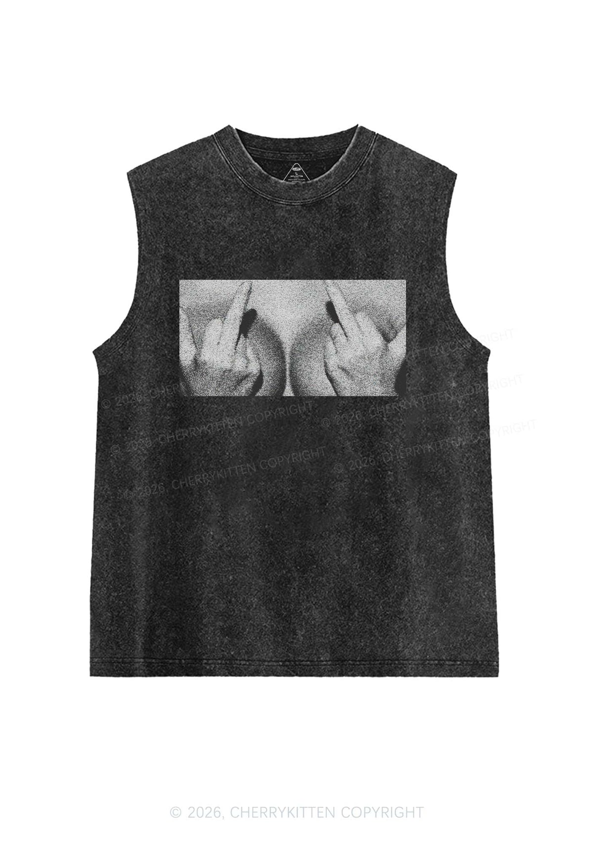 Middle Finger Bxxbs Y2K Washed Muscle Tank Cherrykitten