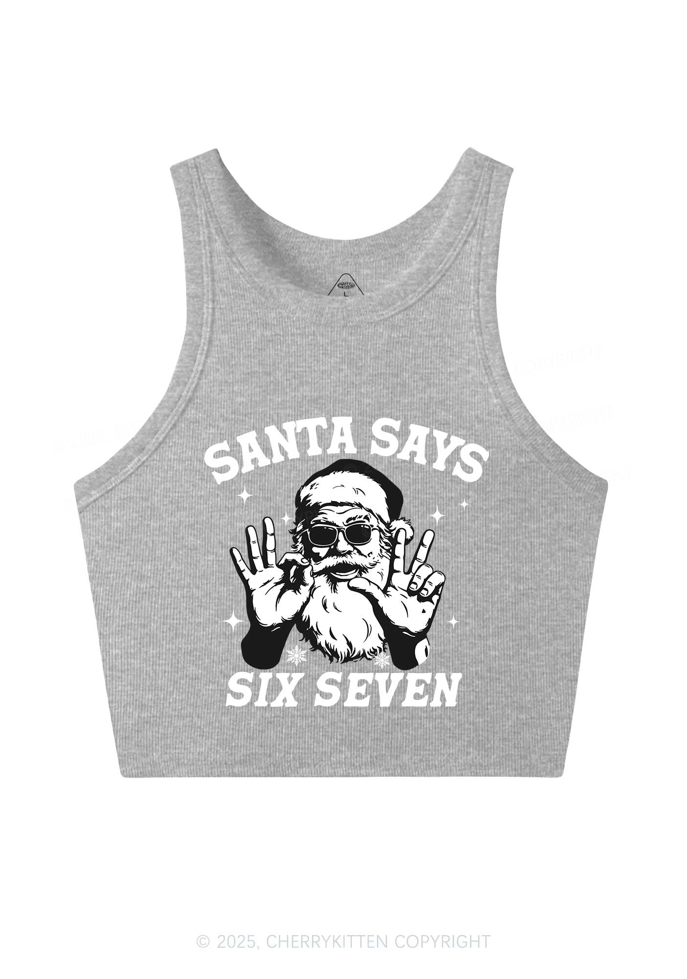 Christmas Santa Says Six Seven Y2K Crop Tank Top Cherrykitten