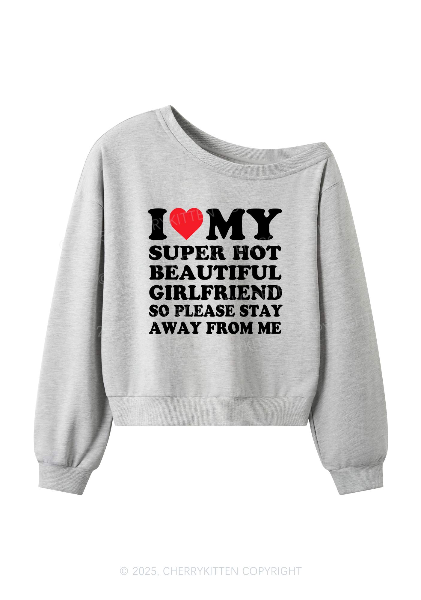 Love My Hot Girlfriend Y2K Off Shoulder Sweatshirts Cherrykitten
