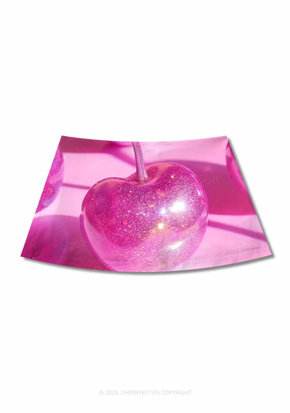 Glitter Pink Cherry Y2K Print Mini Skirt Cherrykitten