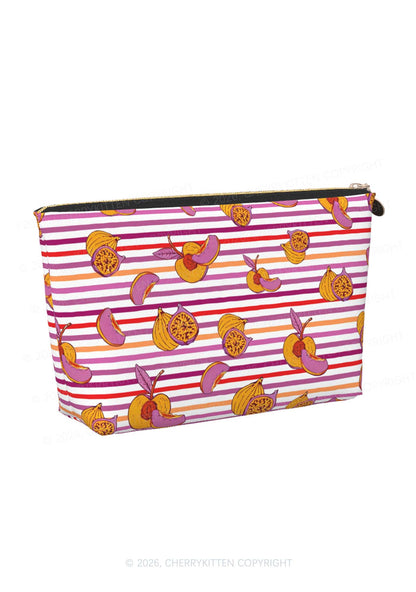 Peachy Lesbian Stripe Pride Y2K Makeup Bag Cherrykitten