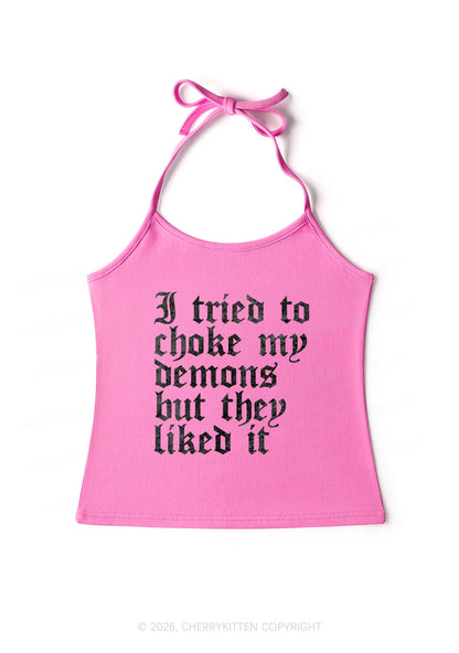 Halloween Choke Demons They Liked Y2K Halter Neck Cami Cherrykitten