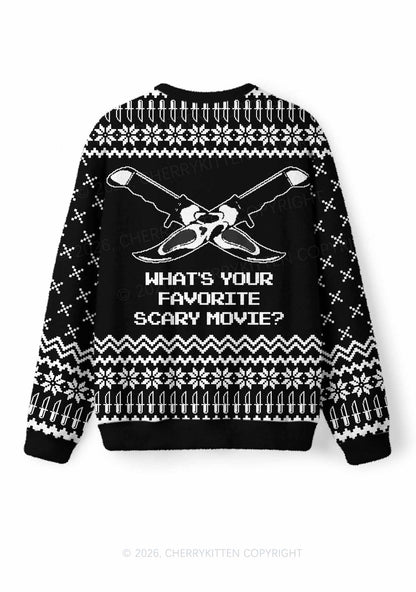 Halloween Black Horror Club Y2K Christmas Knit Sweatshirt Cherrykitten