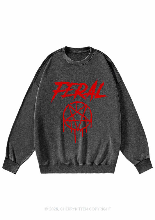 Halloween Feral Y2K Washed Sweatshirts Cherrykitten