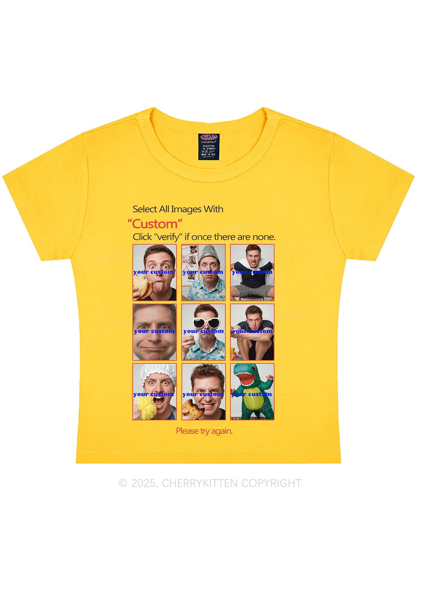 Custom Photo Verification Code Y2K Baby Tee Cherrykitten