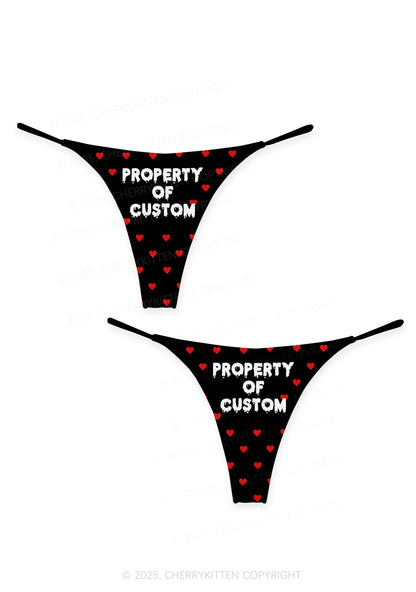 Property Of Custom Valentine's Day Y2K Print Couples Thong Set Cherrykitten