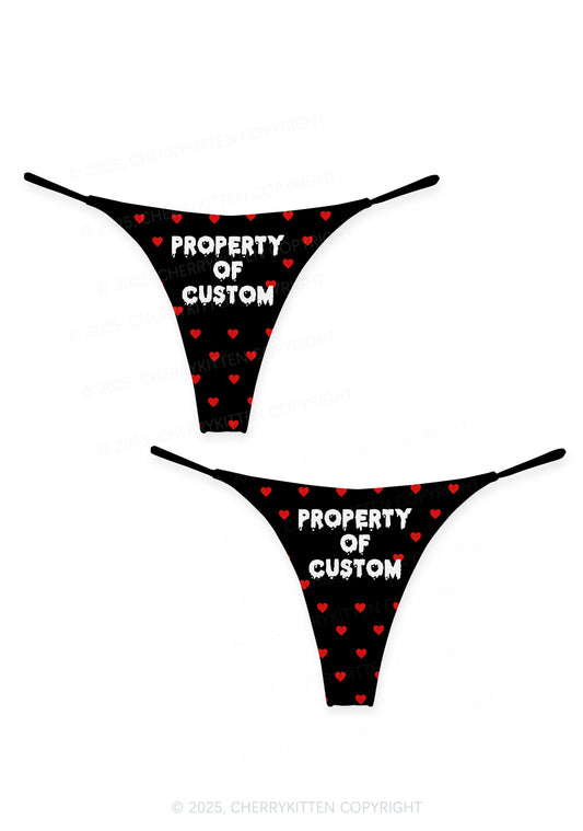 Property Of Custom Valentine's Day Y2K Print Couples Thong Set Cherrykitten