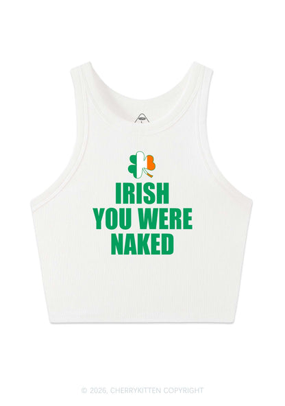 Irish You Were Naked St Patricks Y2K Crop Tank Top Cherrykitten