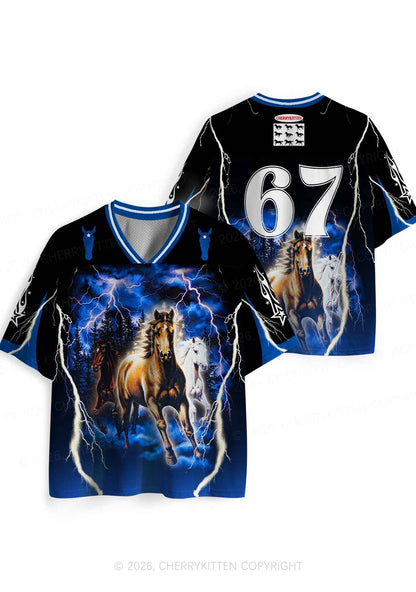 Horses In Lightning Y2K Sport Jersey Shirts Cherrykitten
