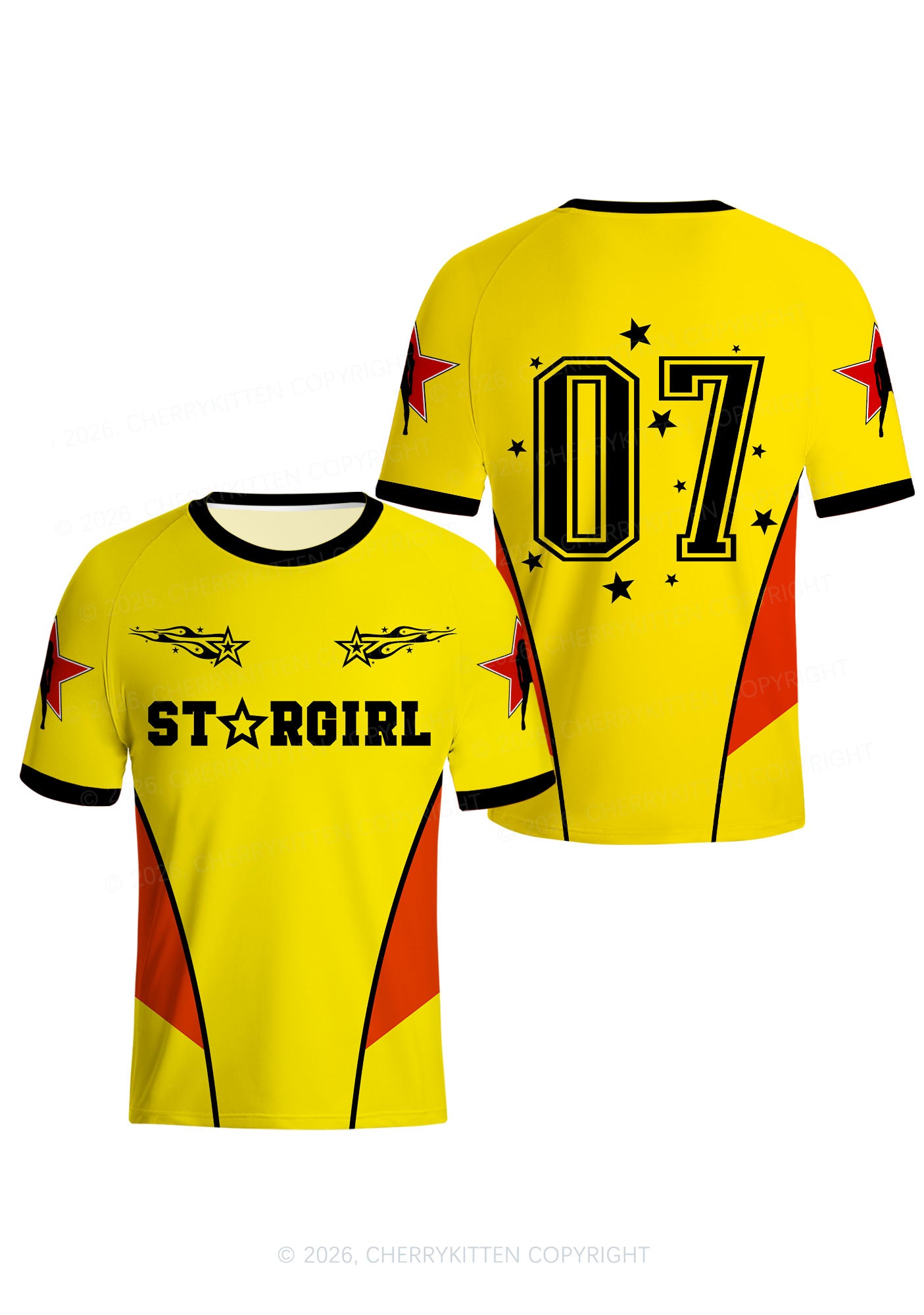 Yellow Stargirl Y2K Football Jersey Shirts Cherrykitten