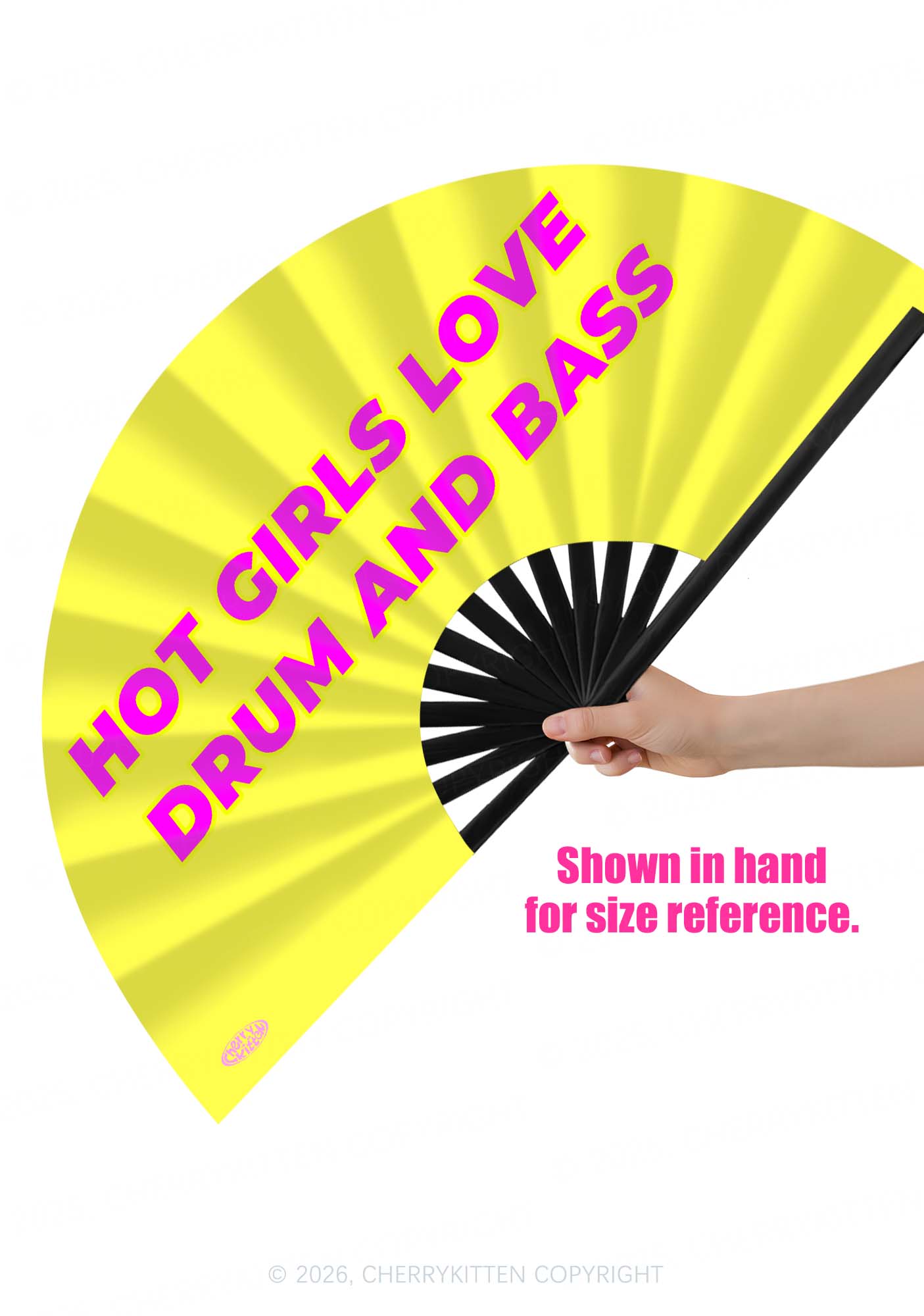 Hot Girls Love DnB Y2K Rave Hand Fan Cherrykitten