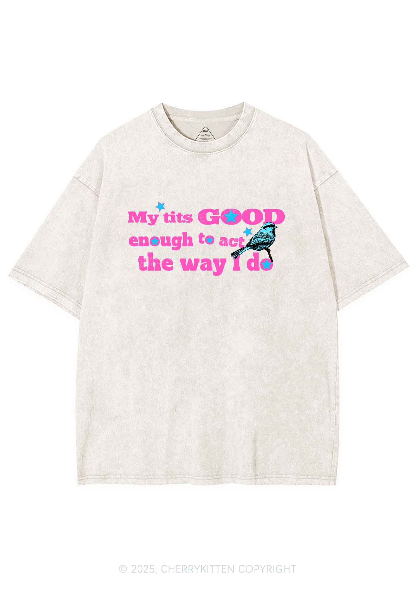Good To Act Way Y2K Shirts Washed Tee Cherrykitten
