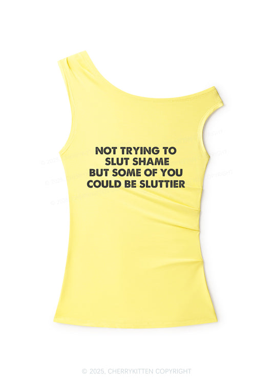 Not Trying To Slxt Shame Y2K Off Shoulder Tank Top Cherrykitten