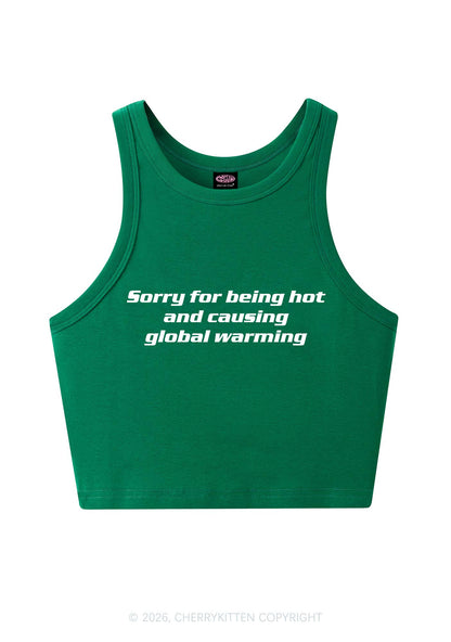 Sorry For Causing Global Warming Y2K Crop Tank Top Cherrykitten