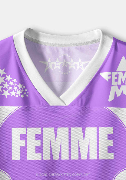 Purple Femme Pride Y2K Crop Sport Jersey Shirts Cherrykitten