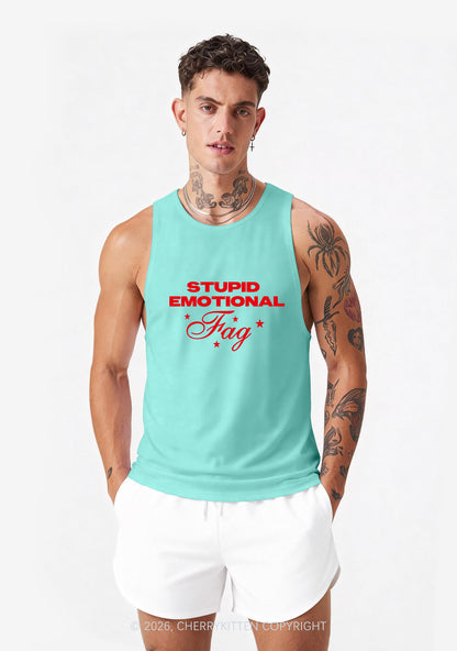 Stupid Emotional Fag Pride Y2K Men Racerback Tank Top Cherrykitten